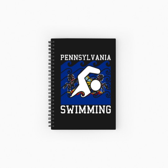 Pennsylvania Flag Swimming Team Swim Swimmer US St Spiral Notebooks   Ruled Line