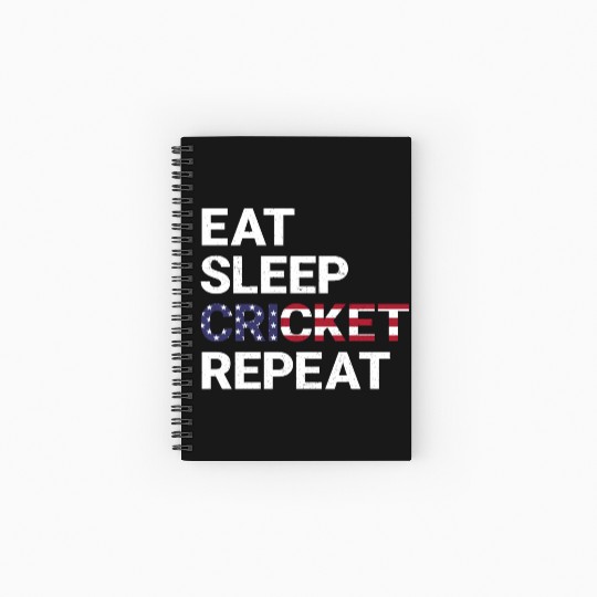Eat Sleep Cricket Repeat USA Flag Sports Gift Spiral Notebooks   Ruled Line
