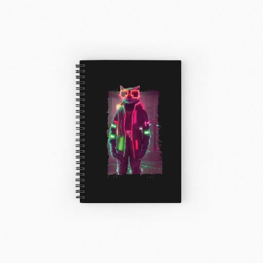Cyberpunk Cat Spiral Notebooks   Ruled Line
