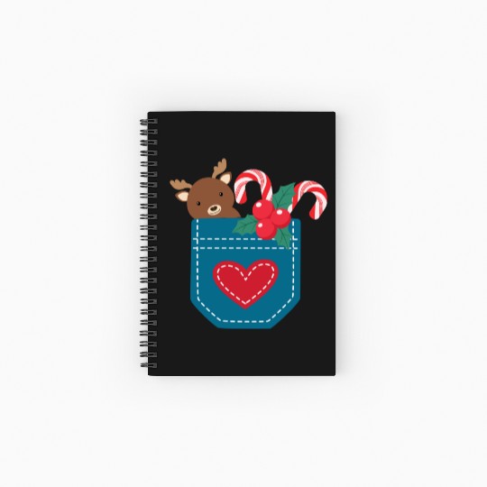 Christmas moose peppermint pocket Spiral Notebooks   Ruled Line