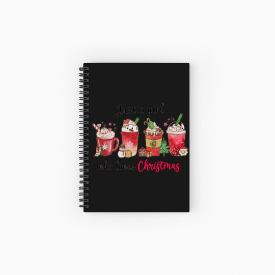 Just A Girl Who Love Christmas | Christmas Coffee Spiral Notebooks   Ruled Line