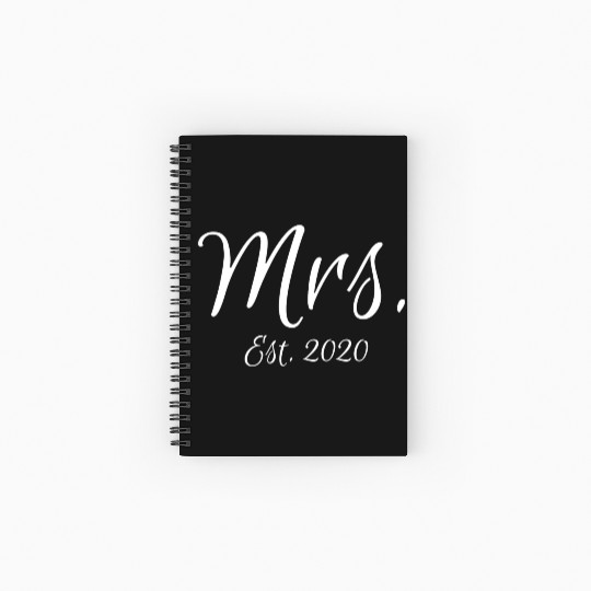 Matching Script Mr & Mrs Bridal Bride Mrs Est 2020 Spiral Notebooks   Ruled Line