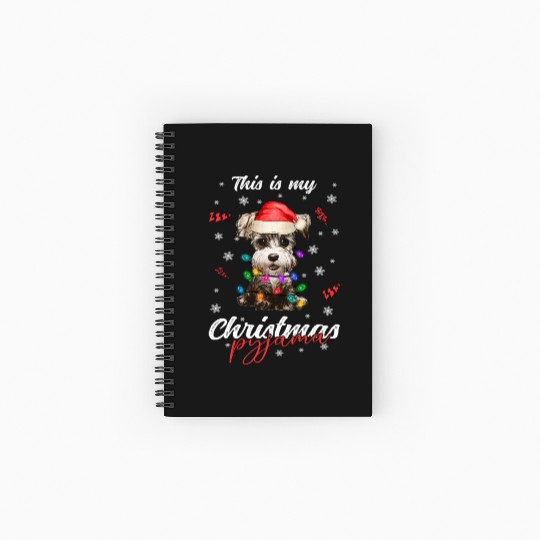 Winter Christmas Pyjama Miniature Schnauzer Spiral Notebooks   Ruled Line