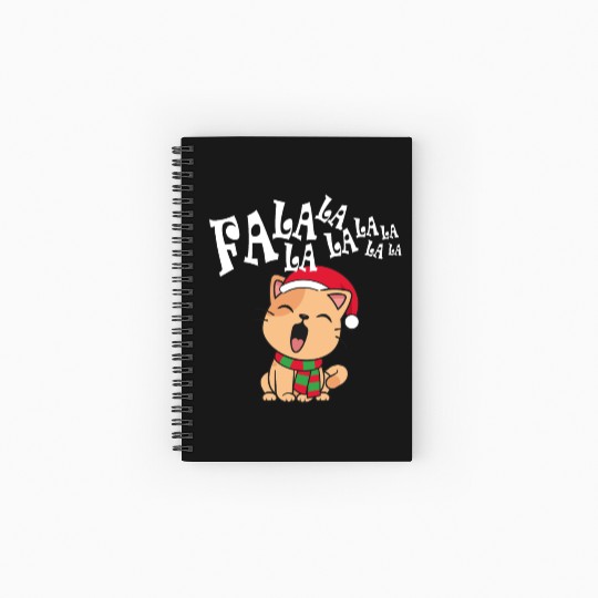 Cute Christmas Cat Singing Fa la la la Song Spiral Notebooks   Ruled Line