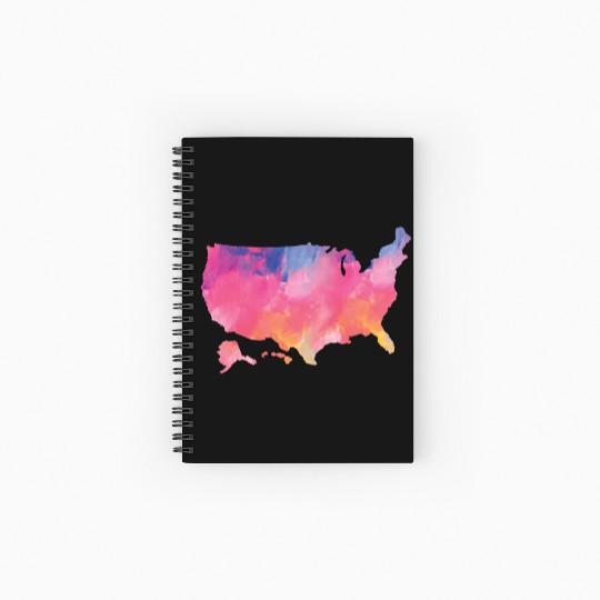 USA Map Watercolor Art America Spiral Notebooks   Ruled Line