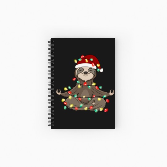 Christmas Animal Sloth Fairy Lights Hat Spiral Notebooks   Ruled Line