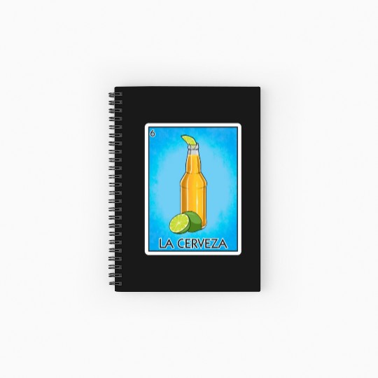 La Cerveza Beer Card Mexican Lottery Card Cerveza Spiral Notebooks   Ruled Line