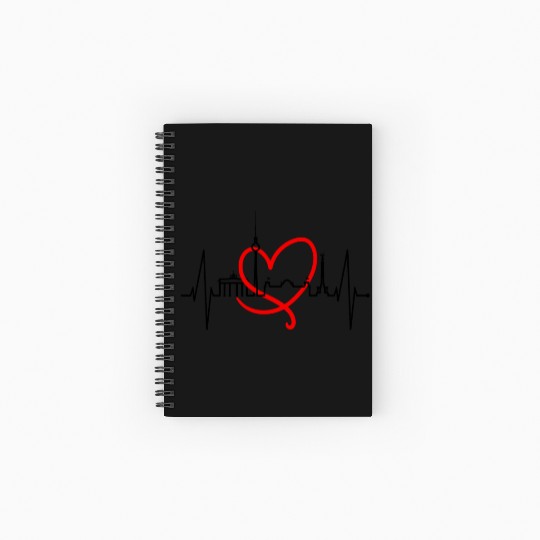 Berlin Skyline Heartbeat Germany Fan I Love Berlin Spiral Notebooks   Ruled Line