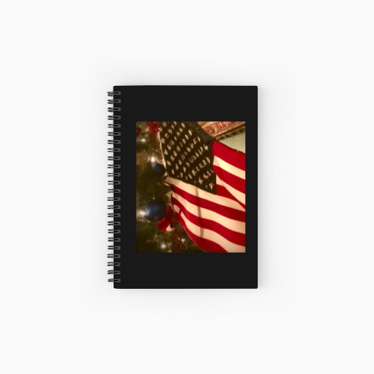 Patriotic Christmas US Flag And Christmas Tree Spiral Notebooks   Ruled Line