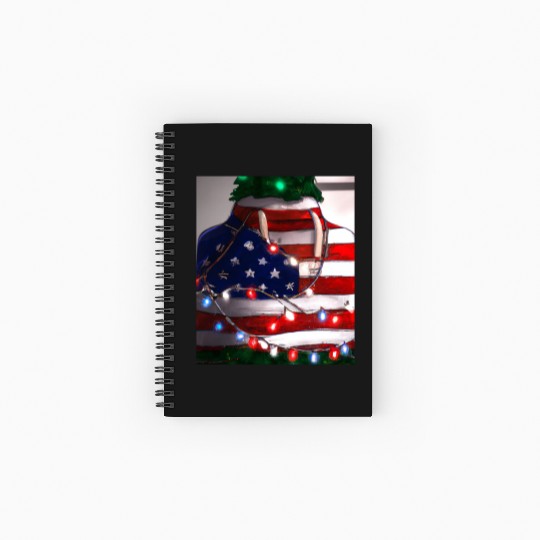 Patriotic Christmas Christmas Tree US Flag Spiral Notebooks   Ruled Line