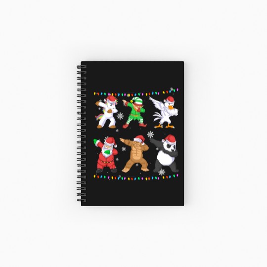 Christmas santa claus and friends dabbing Spiral Notebooks   Ruled Line