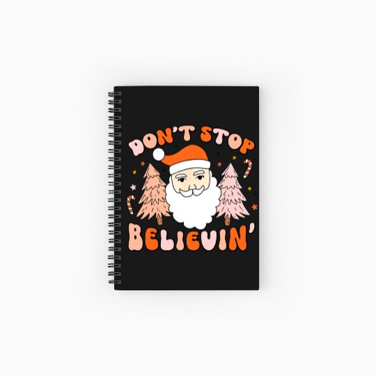Retro Groovy Don't Stop Believin' Christmas Cute Spiral Notebooks   Ruled Line