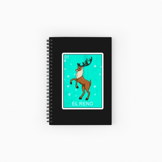 El Reno Reindeer Card Mexican Lottery Christmas Spiral Notebooks   Ruled Line