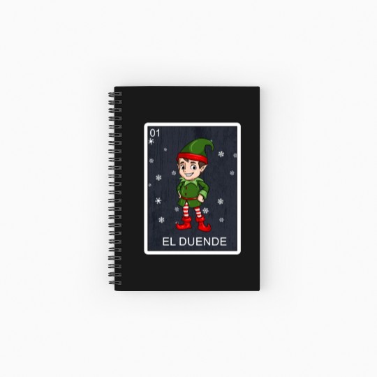 El Duende The Elf Card Mexican Lottery Christmas Spiral Notebooks   Ruled Line