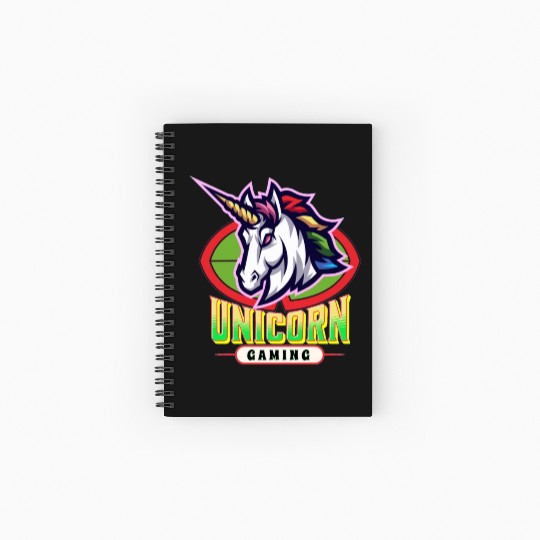 Unicorn Gaming Spiral Notebooks   Ruled Line gamer graphic