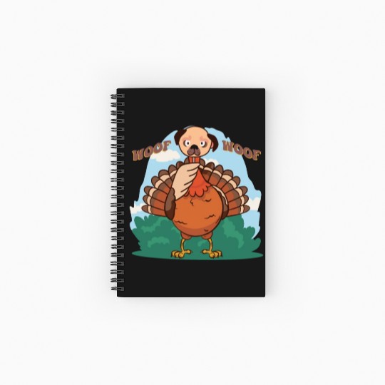 Thanksgiving Dog Funny Fake Dog Woof Thanksgiving Spiral Notebooks   Ruled Line