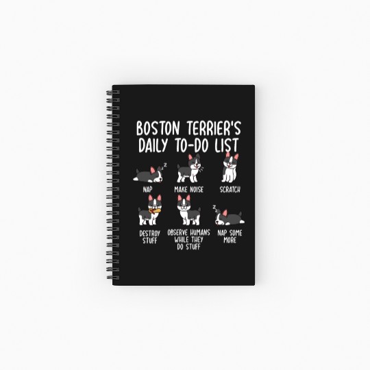 Boston Terrier Daily To Do List Spiral Notebooks   Ruled Line