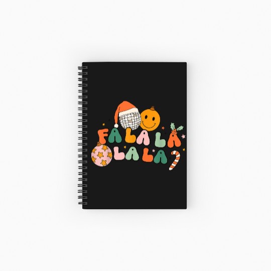 Retro Groovy Fa La La Christmas Cute Santa Hat Spiral Notebooks   Ruled Line