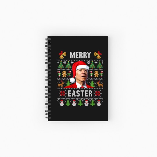 Funny Joe Biden Happy Easter Ugly Christmas Spiral Notebooks   Ruled Line