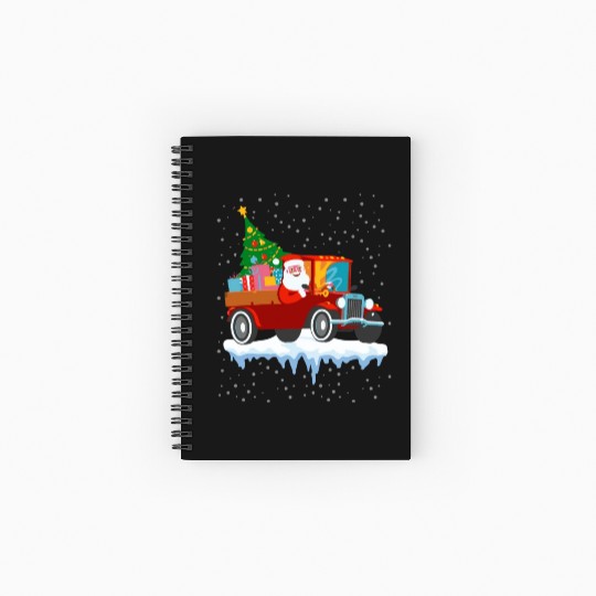 Red jeep pine tree Funny Merry Christmas family Spiral Notebooks   Ruled Line