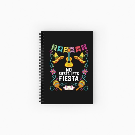 No Siesta Let's Fiesta Cinco De Mayo Mexican Spiral Notebooks   Ruled Line