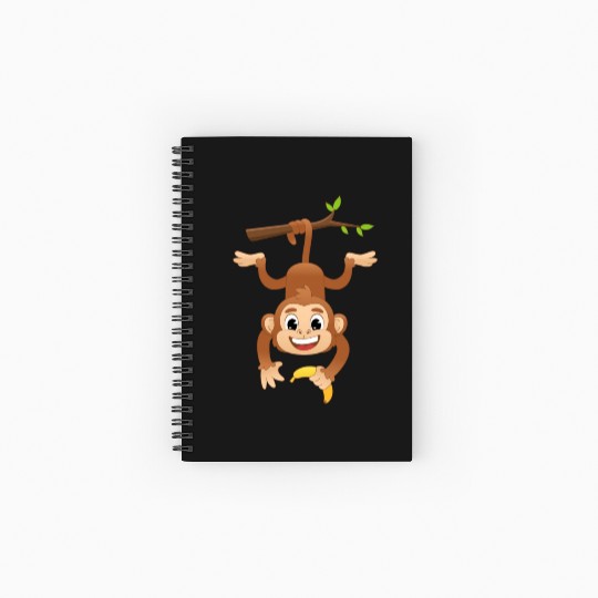 Monkey Holding Banana On Tree Primate Gorilla ape Spiral Notebooks   Ruled Line