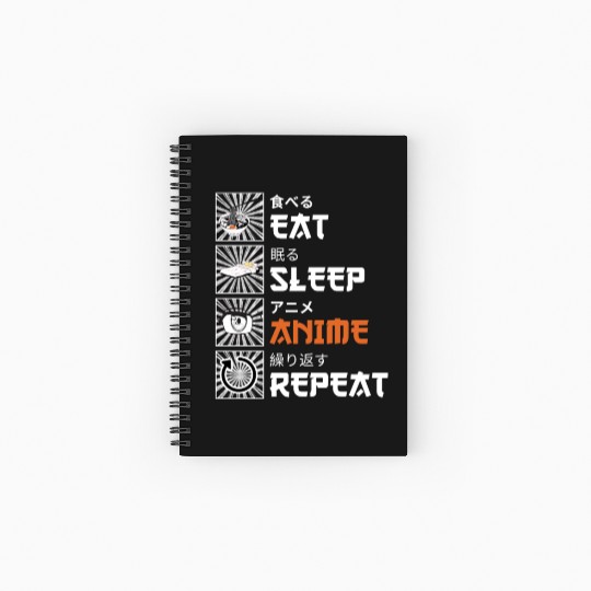 Eat, Sleep, Anime, Repeat - Gift For Christmas Day Spiral Notebooks   Ruled Line