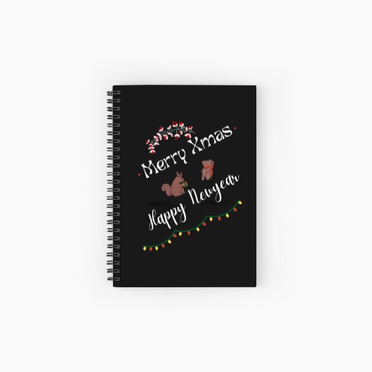 Merry Xmas Happy New Year Spiral Notebooks   Ruled Line