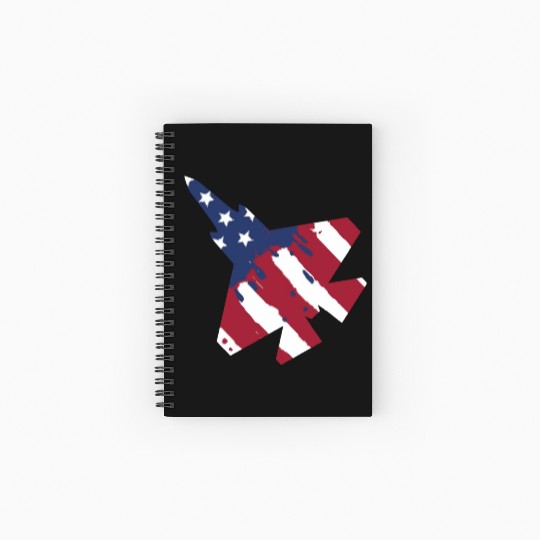 F-35 Lightning Military American Painted Flag Jet Spiral Notebooks   Ruled Line