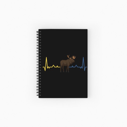 Sweden Heartbeat Flag Moose Spiral Notebooks   Ruled Line