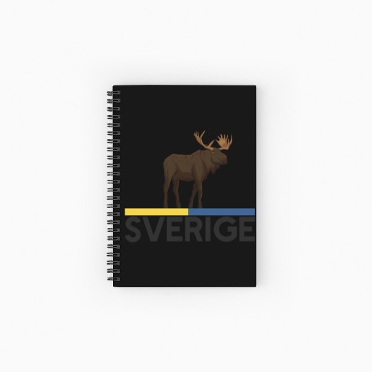 Sweden Flag Sverige Moose Spiral Notebooks   Ruled Line