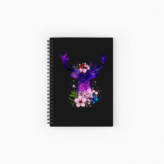 Floral Galaxy Deer Spiral Notebooks   Ruled Line
