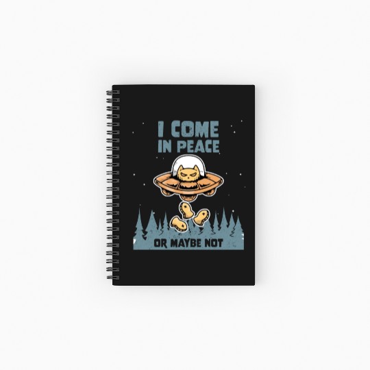 Alien Cat Galaxy Lover Come In Peace Or Maybe Not Spiral Notebooks   Ruled Line