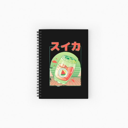 90s Japanese Watermelon Soda Vaporwave Spiral Notebooks   Ruled Line
