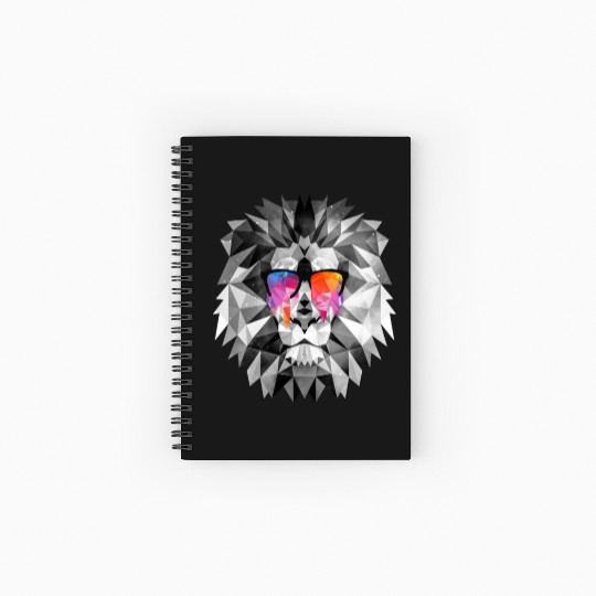Geometric Art Lion - Geometric Lion Tattoo | Low P Spiral Notebooks   Ruled Line