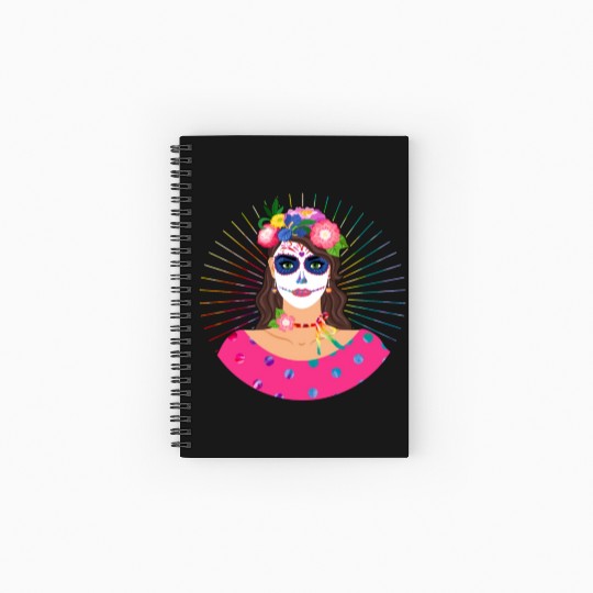 Dia De Los Muertos Spiral Notebooks   Ruled Line, Little Girl Sugar Skull