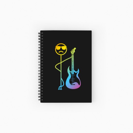 Funny Guitar Player Funny Stick Figure Bass Guitar Spiral Notebooks   Ruled Line