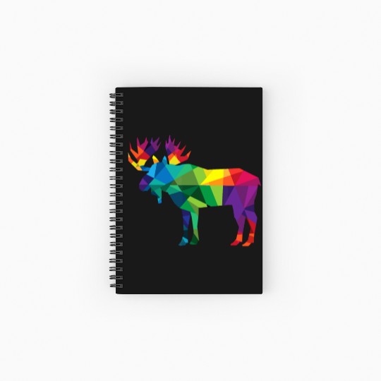 Moose Colorful Low Poly Art HUNTING Theme - Hunter Spiral Notebooks   Ruled Line