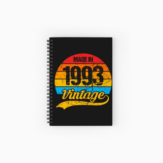 30 Years Vintage 1993 Retro 30th Birthday Spiral Notebooks   Ruled Line