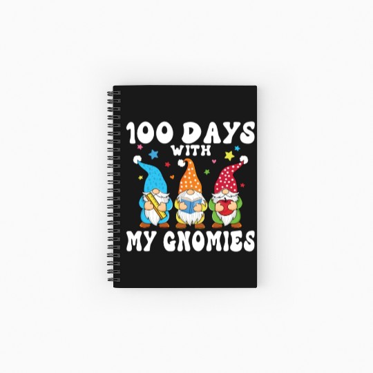 100 Days With My Gnomies School Gift For Teacher Spiral Notebooks   Ruled Line