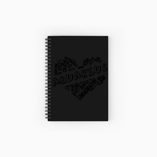 Aquarius Heart Word Cloud Doodle Astrology Zodiac Spiral Notebooks   Ruled Line