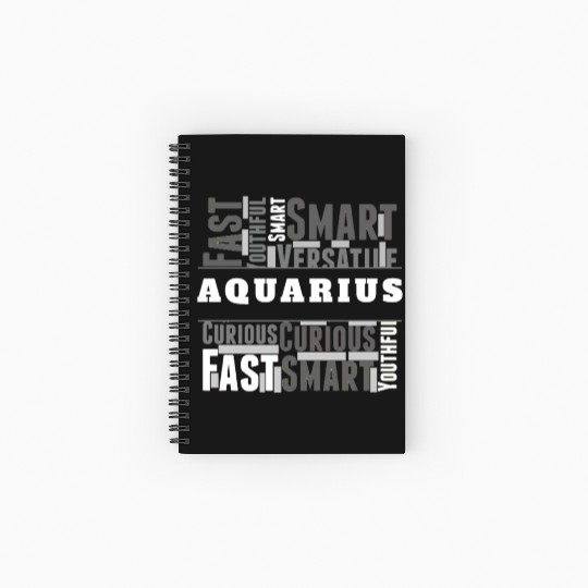 Aquarius Zodiac Star Sign Word Cloud Square Monoch Spiral Notebooks   Ruled Line