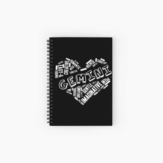 Gemini Heart Word Cloud Doodle Astrology Zodiac St Spiral Notebooks   Ruled Line
