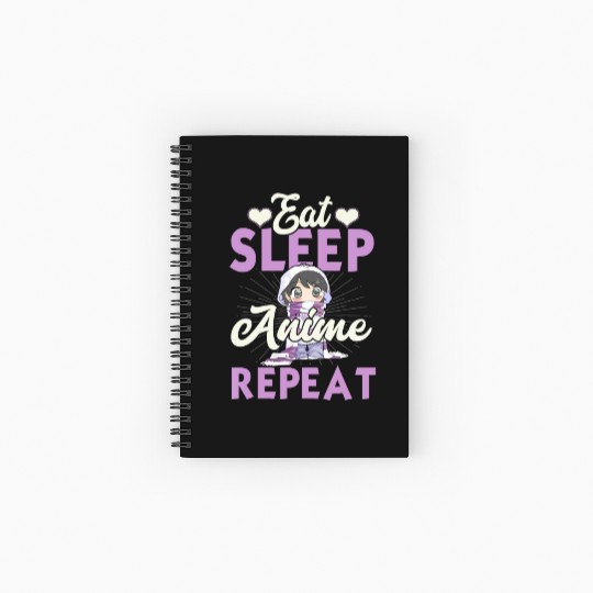 Eat Sleep Anime Repeat Japanese Manga Lover Cospla Spiral Notebooks   Ruled Line