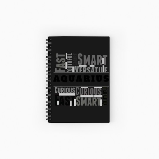Aquarius Zodiac Star Sign Word Cloud Square Monoch Spiral Notebooks   Ruled Line