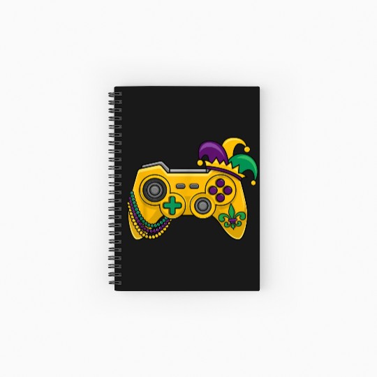 Mardi Gras Video Game Controller Jester Hat Kids B Spiral Notebooks   Ruled Line