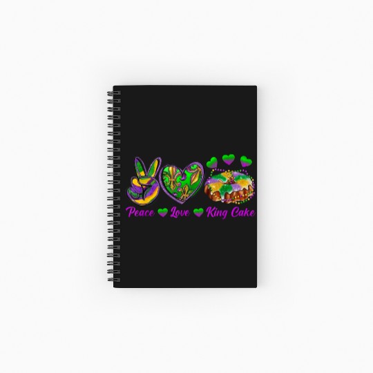 Peace Love King Cake Funny Mardi Gras Festival Par Spiral Notebooks   Ruled Line
