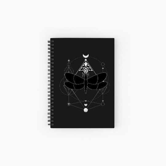 Minimalist Insect Celestial Dragonfly Sacred Geome Spiral Notebooks   Ruled Line