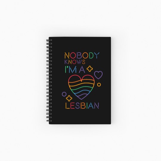 Nobody Knows I'm Lesbian LGBT Pride Month Rainbow Spiral Notebooks   Ruled Line