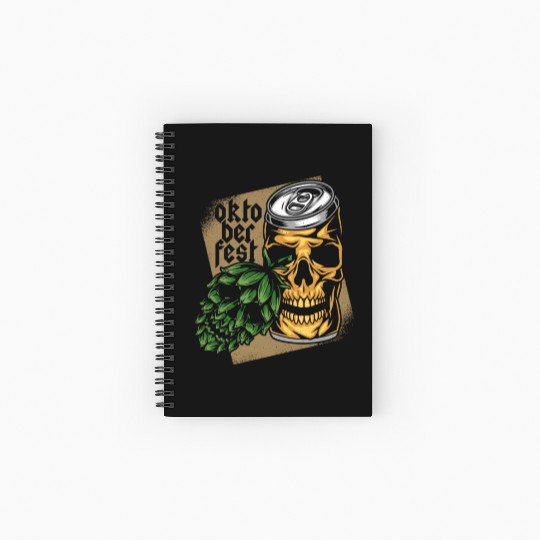 Germany Oktoberfest - Beer Skull Spiral Notebooks   Ruled Line